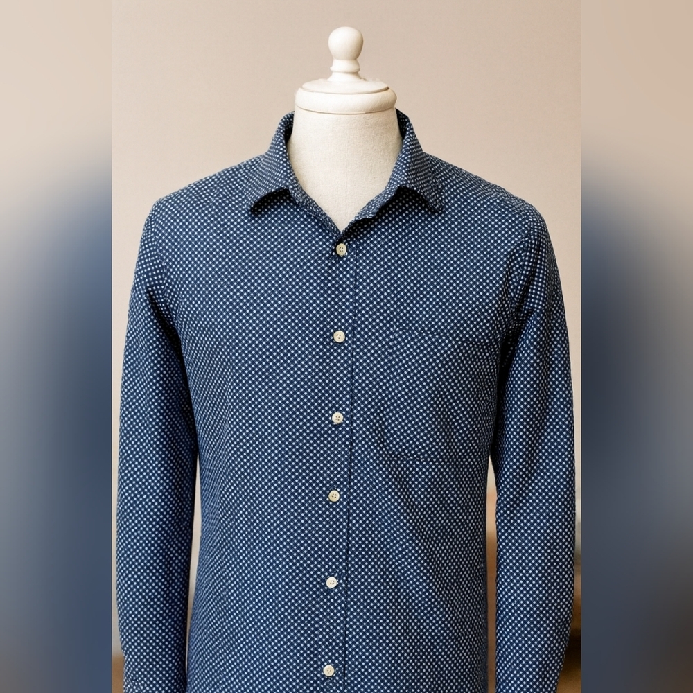 Kirkland Signature Navy Patterned Button Down Shirt